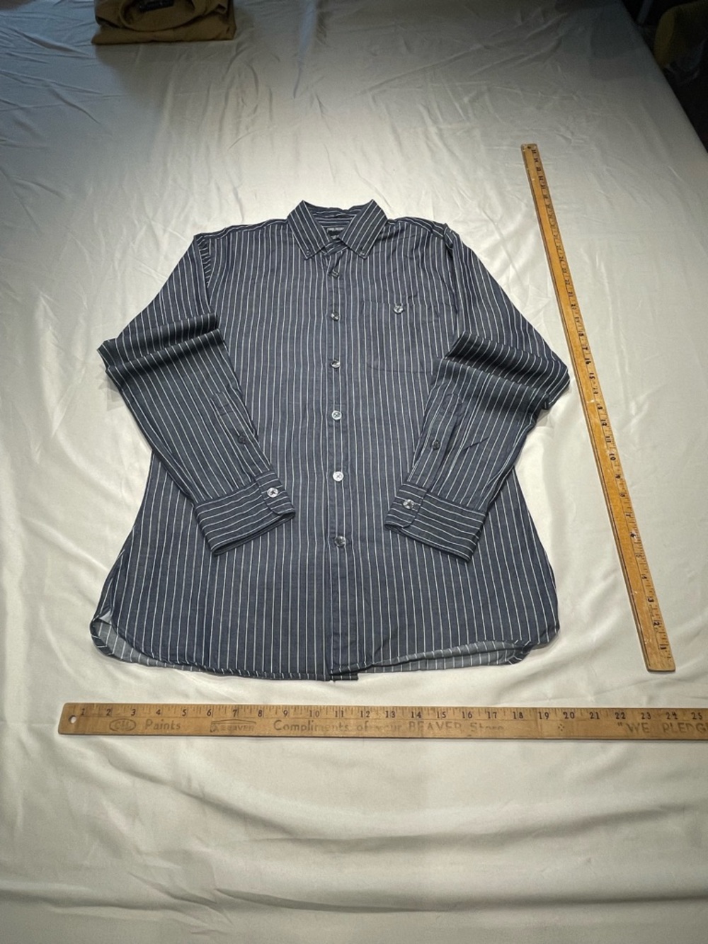 Todd Snyder size small Navy Pinstripe Denim button up Shirt